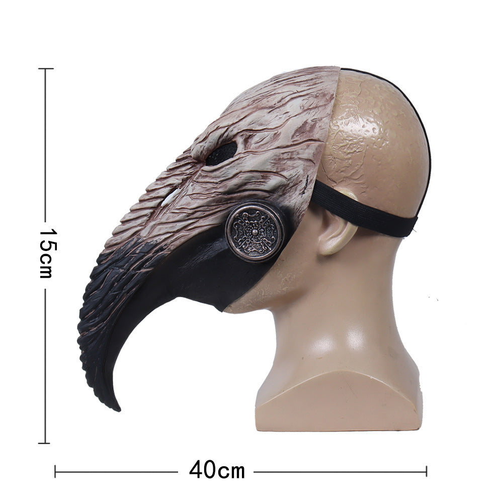 Halloween Plague Doctor Mask Steampunk Beak Black Death Virus Cosplay Latex Headgear Mask