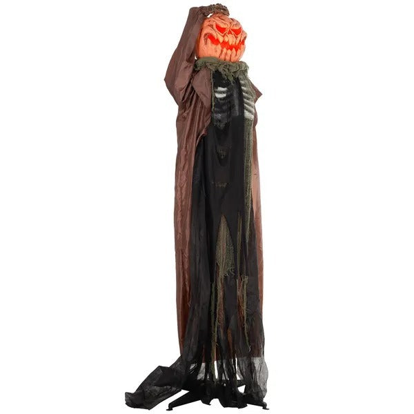 6' Life Size Decoration Animatronic Skull Pumpkin Ghost Outdoor Halloween, Sound And Motion Activated