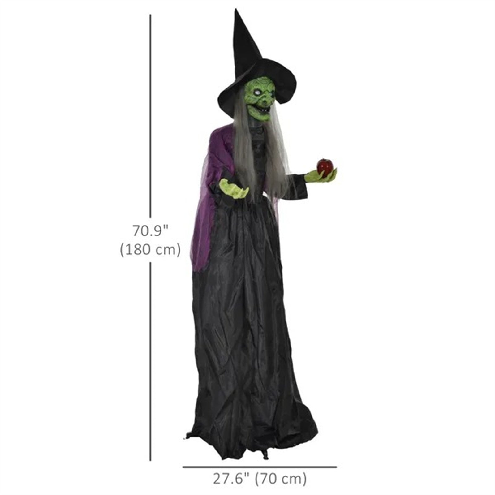 5.9' Life Size Decoration Animatronic Old Witch Outdoor Halloween, Sound And Motion Activated W Light Up Eyes